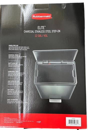 Rubbermaid 2112520 Stainless Steel Metal StepOn 12G Trash Can Charcoal